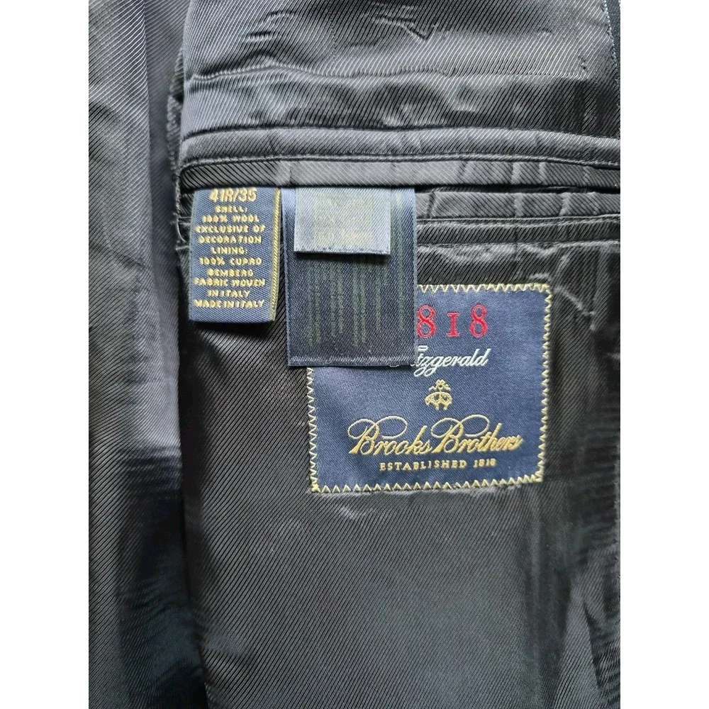 Brooks Brothers 1818 Fitzgerald 41R Sport Coat Blue Stripe Wool Italy 2 Button